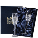 These Royal Scot Crystal Edinburgh 2 x 18cl Champagne Flutes will be presented inside a satin lined gift box.