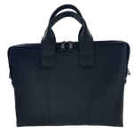 This Hugo Boss men's black leather bag comes with two top handles.