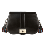 This Paul Smith Women's 'Signature Stripe' Leather Satchel is made out of calf leather and polished gold hardware.