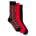 This Red & Black Checked Cotton Multipack Socks Set by BOSS has three different designs and is perfect for gifting.
