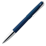 The LAMY imperial blue steel rollerball pen in the Studio collection.