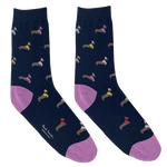This pair of Paul Smith ladies socks come with a sausage dog design.