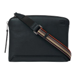 This Paul Smith Dark Blue Leather 'Signature Stripe' Musette Bag is made out of cowhide leather in dark blue.