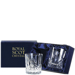 These Scottish Thistle 2 x 26cl Whisky Tumblers have been designed by Royal Scot Crystal.