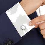 These Montblanc Illuminating Emblem Stainless Steel StarWalker Cufflinks feature an S-arm closure.