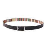 The Bright Signature Stripes and Black Reversible Leather Belt by Paul Smith.