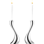 Stainless steel cobra candle holders by Georg Jensen in medium size.