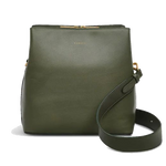 Radley's Dukes Place Dark Olive Medium Compartment Cross Body Bag has the brand name on the front in gold foil embossing to match the gold hardware.