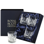 These Royal Scot Crystal Edinburgh Star 4 x 26cl Whisky Tumblers will be presented inside a satin-lined gift box.