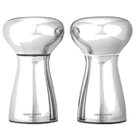 The Georg Jensen Alfredo stainless steel small salt and pepper mills.