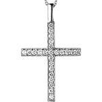 The cross by Georg Jensen has pavé set diamonds on white gold.