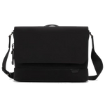 This TUMI Harrison Midland Black Messenger Bag is made out of nylon with leather trims in black.