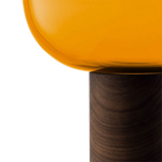 lsa oblate tall amber vase with walnut base close