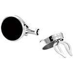 Montblanc stainless steel cufflinks & button covers with a black onyx inlay.