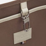 Inside the Brown and Cream Palmah Tote with Logo Straps.