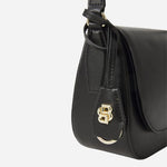 Side view of the Numah Black Leather Cross Body Saddle Bag with Double B Keyring.