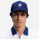 The BOSS Poulin-BC D'LUX-Flag Blue Polyester Twill Cap with USA Flag Badge by BOSS.