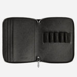 Inside the Black Sartorial Leather 5-Pen Pouch with Zip.