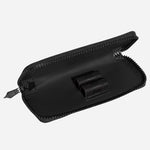 Inside the Extreme 3.0 Black Leather Two Pen Pouch with Zip.