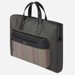 Side view of the Men's Folio with 'Signature Stripe' Coated Canvas Pocket.