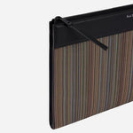 Side view of the Signature Stripe Coated Canvas Document Case.