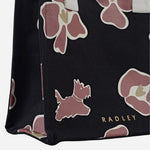 Side view of the Black Abstract Floral Small Open Top Grab Bag.