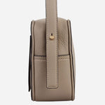 Side view of the Duchess Close Porcini Brown Leather Small Zip Top Cross Body Bag.
