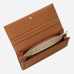 Top view inside the Heritage Lane Toffee Brown Large Flapover Wallet.