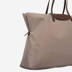 Side view of the Pocket Essentials Porcini Brown Large Zip Top Shoulder Bag.
