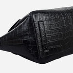 The Base of The Chancery Black Faux Croc Leather Medium Flapover Shoulder Bag.