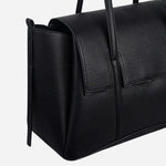Side view of The Chancery Black Large Flapover Shoulder Bag.