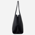 Side view of The Compton Black Medium Zip Top Shoulder Bag.