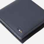 The Ray Navy Blue Grained Faux Leather RFID Wallet with Coin Case by BOSS.