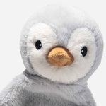 Close up of the Steiff 26 cm Lio the Penguin Comforter.