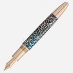 The Meisterstück Solitaire LeGrand Teal Romeo & Juliet Fountain Pen M with cap off.