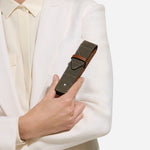 The Khaki 4810 Jacquard and Fauve Saffiano Leather Envelope 1-Pen Pouch by Montblanc.