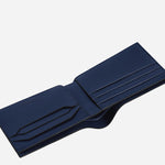 Top inside view of the Meisterstück Black and Ink Blue Leather 6CC Wallet.