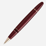 The Meisterstück Burgundy Red LeGrand Rollerball Pen with cap off.