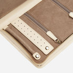 Close up inside the Caroline Quilted Ivory Leather Large Jewellery Portfolio.