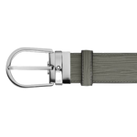 Montblanc's Horseshoe Palladium Pin Buckle Grey Bark Leather Belt makes a great piece to wear into the accessory or save for special occasions on the weekends.