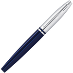 cross calais translucent blue chrome fountain pen cap on