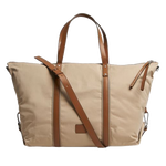 This Beige Holdall With Brown Leather Trim by Paul Smith is great for weekends away and casual trips.