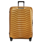 Samsonite's Proxis Honey Gold Spinner Suitcase, 81 cm is perfect for long trips as it is very spacious.