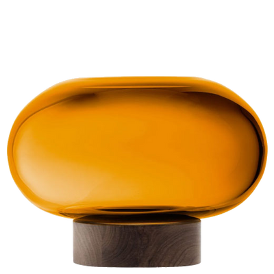 lsa oblate large amber vase with walnut base