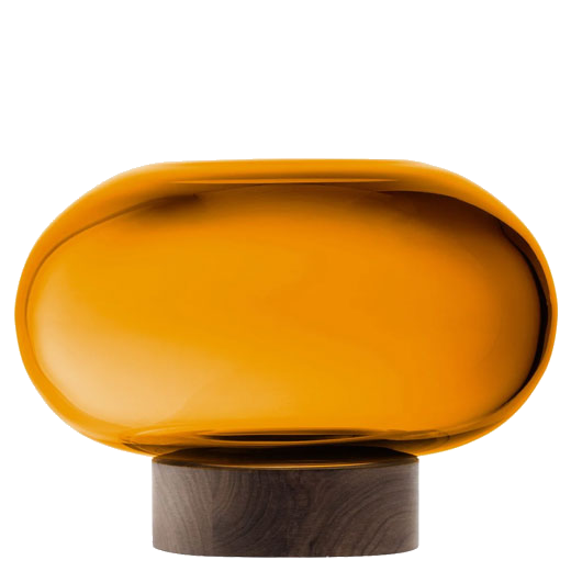 lsa oblate large amber vase with walnut base