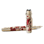 This Montblanc Patron of Art Luciano Pavarotti Limited Edition 98 Fountain Pen has a red barrel in precious lacquer with an intricate gold design.