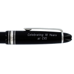 An engraved Montblanc pen cap in grotesque italics.