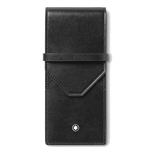 Montblanc's Meisterstück 3 Pen Pouch Black Leather is made out of smooth calfskin leather that has a slight shine.