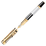 This Montblanc Patron of Art Henry E. Steinway Limited Edition 888 Fountain Pen has a solid 18K gold nib with special engraving and a gold-plated cap.