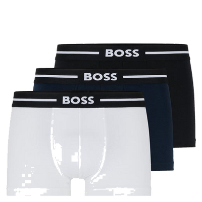 boss 3 pack cotton stretch trunks white black navy